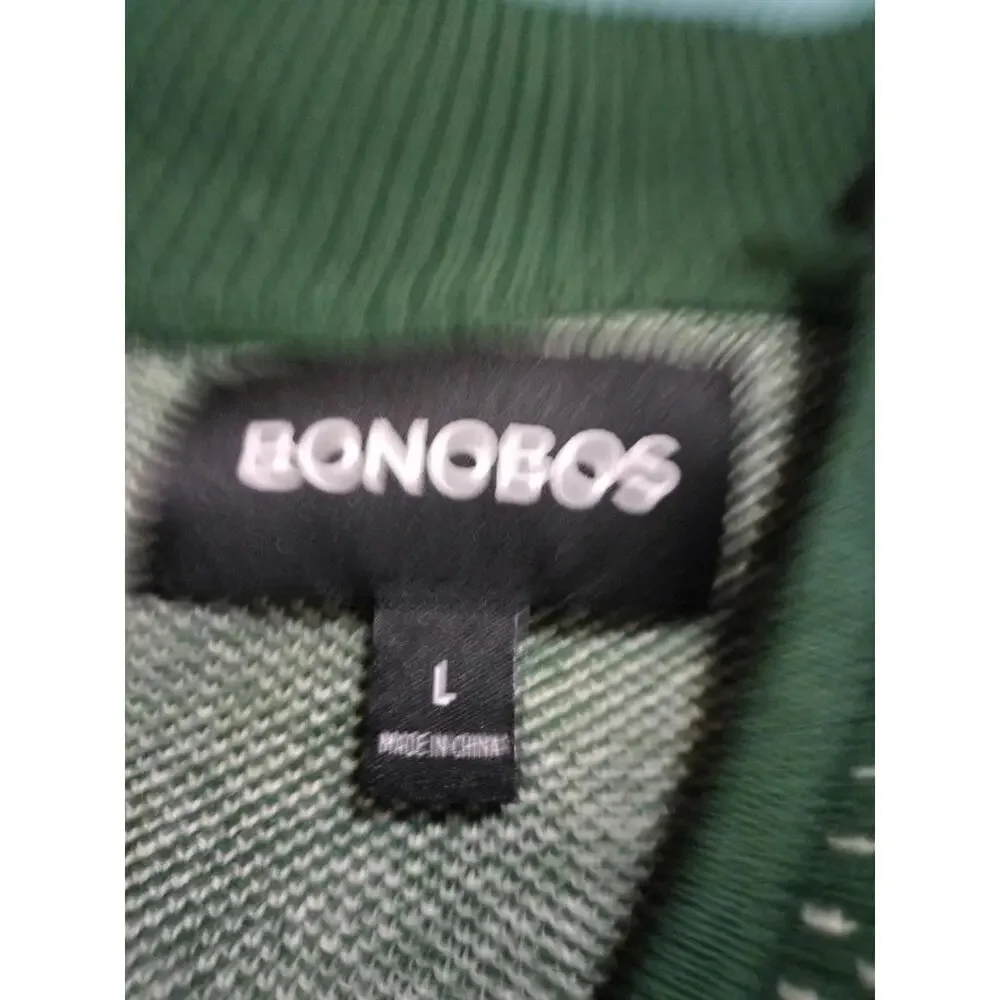 Bonobos Men's Large‎ Cotton Cashmere Birdseye Quarter Zip Sweater Green Pullover